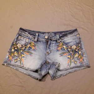 Grace In LA Embroidered Denim Shorts